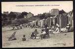 CPA  ANCIENNE- FRANCE- LANCIEUX (22)- LA SOURCE- PLAGE AVEC BELLE ANIMATION GROS PLAN- VILLAS- CABINES - Lancieux