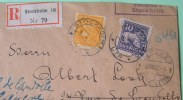 Sweden 1927 Registered Cover (front Only) Stockholm To Switzerland (cancel Geneve) - Post Horn Crown Lion - Storia Postale