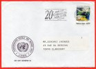 TIMBRE  N°176 SUR  ENVELOPPE  20 ANS  DE  L'ADMINISTRATION  POSTALE  DE  L'ONU _OBL - Brieven En Documenten