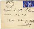 Carta THURINS  Rhone,1941, Sobrecargado Francia,  Cover, Letter - Covers & Documents