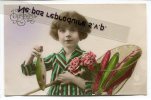 - 1er Avril -  Magnifique, Jolie Petite Fille , épuisette, Fleurs, écrite, Belles Couleurs,  Bon état. - Erster April