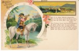 God Keep Thee, Farewell, Artist Unsigned C1890s/1900s Vintage Postcard, Horseman - Opéra