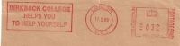 A1 BIRKBECK COLLEGE 1989 Machine Stamp Postmark Cut Fragment - Maschinenstempel (EMA)