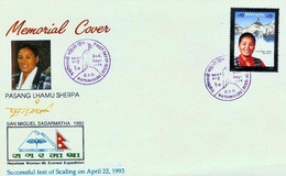 PASANG LHAMU SHERPA Commemorative MEMORIAL Cover NEPAL 1994 - Femmes Célèbres