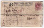 India Uprated  Registered Letter Used, Edward  Postal Stationery Cover, CDS Erode 1908 - 1902-11 Roi Edouard VII