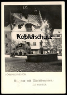 ALTE POSTKARTE PÖSSNECK RATHAUS MIT MARKTBRUNNEN IM WINTER WEIHNACHTEN THÜRINGEN Auto Schnee Ansichtskarte Postcard Cpa - Poessneck