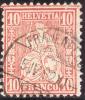 Schweiz 1882-04-05 Frauenfeld Zu#46 Faserpapier Sitzende Helvetia 10 Rp.rot Bedarfsstempel - Gebraucht