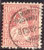 Schweiz 1882-08-08 Neumünster Zürich Zu#46 Faserpapier Sitzende Helvetia 10 Rp.rot Bedarfsstempel - Oblitérés