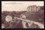 CPA  ANCIENNE- FRANCE- BOUSSAC (23)- VUE PANORAMIQUE DU VIEUX CHATEAU- LE PONT ANIMÉ EN GROS PLAN - Boussac