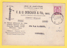 711 Op Kaart Met Cirkelstempel JUMET Met Hoofding LE SIGNAL / F&U DEBOUCK - 1935-1949 Sellos Pequeños Del Estado