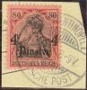 Deutsche Post In Der Türkei 1905 Mi#43 Auf Briefstück Gestempelt Costantinopel 1908 Signiert - Turquie (bureaux)