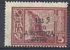 1943 OCC. TEDESCA PRO ASSISTENZA EGEO 5 £ MNH ** 8899 - Egeo (Occup. Tedesca)