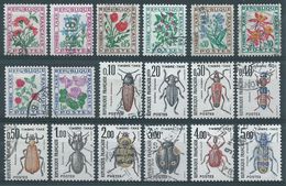 FRANCE 1964-1983  Taxe  Y&T 95 à 112 Oblitérés - Fleurs Des Champs , Coléoptères Et Insectes - 1960-.... Usados