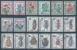 FRANCE 1964-1983  Taxe  Y&T 95 à 112 Oblitérés - Fleurs Des Champs , Coléoptères Et Insectes - 1960-.... Oblitérés