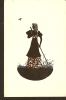 Latvia RARE Postcard Art Woman With Rake In Meadow Silhouette Scissor-type By J.A. Kukurs Printing-house Riga - S 19 - Silhouette - Scissor-type