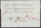 Lettre An 3 Avec Marque Rouge MENIN. Superbe - 1790-1794 (Austr. Revol. & Fr. Invas.)