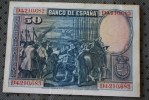BANCO DE ESPANA 50 PESETAS  MADRID 15-8- 1928  >  TABLEAU PEINTURES DE VELASQUEZ  >> BILLET DE BANQUE BANK  BAN - 50 Peseten