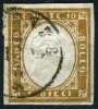 Sardinia #11 Used 10c Bister Of 1863 - Sardinië