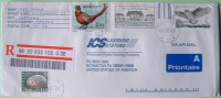 Sweden 2008 Registerd Cover To USA - Hedgehog Animal Owl (30 K) Bird Pheasant China Joint Issue Karlberg Palace - Cartas & Documentos