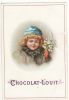 CHROMO Chocolat Louit Enfant Jolie Fillette Fleurs Col En Fourrure Bouquet Perce Neige - Louit