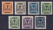 Denmark 1926 Mi. 159-65  Dienstmarken Officials Overprinted 7 ØRE POSTFRIM. Complete Set MH* - Unused Stamps