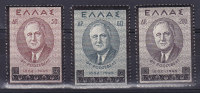 Greece 1944 Mi. 509-11 Death Of Tod Von Franklin D. Roosevelt Complete Set MH* - Nuevos