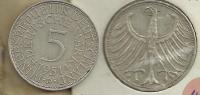 GERMANY WEST 5 MARK INSCRIPTIONS  FRONT EAGLE EMBLEM BACK 1951 D  AG SILVER  VF READ DESCRIPTION CAREFULLY !!! - 5 Marcos