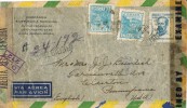 Carta Aerea Certificada RIO JANEIRO (Brasil)  1944. Doble CENSOR, CENSURA Guerra - Briefe U. Dokumente
