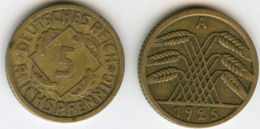 Allemagne Germany 5 Reichspfennig 1925 A J 316 KM 39 - 5 Renten- & 5 Reichspfennig