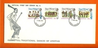 LESOTHO 1975 Mint FDC Traditional Dances 191-194 - Lesotho (1966-...)