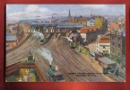 B255 Newcastle-on-Tyne  Largest Railway Crossing In The World Litho,trains à Vapeur.Cachet 1935 S/timbre Silver Jubilee - Newcastle-upon-Tyne