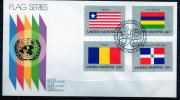 7 NACIONES UNIDAS -1985- FDC- NUEVA YORK- Serie Banderas - Ongebruikt