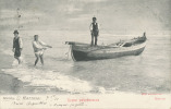 MARINA DI CARRARA. IL RITORNO DEI PESCATORI. CARTOLINA DEL 1903 - Carrara