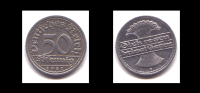 50 PFENNIG 1921 G - 50 Renten- & 50 Reichspfennig