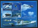 India 2008  COST GAURD Bloc Miniature Sheet HELICOPTOR  FIGHTER PLANE SHIPS # 00910 S  Inde Indien - Blocks & Kleinbögen