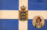 GRECE Carte Illustrée Drapeau Blason Costume - Greece