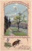 CPA BELLE FANTAISIE FANTAISY ILLUSTRATION Vrolijk Pfingstgruss PAYSAGE Scarabee - Pinksteren