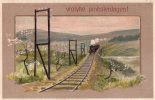 CPA BELLE FANTAISIE FANTAISY GAUFFREE EMBOSEED Vroolijk Pinksterdagen TRAIN Rail TBE - Pfingsten