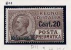 1924/25 - Regno -  Italia - Italy - Posta Pneumatica - Sass. N. 5 - Mi. 214 - LH - (W0208...) - Correo Neumático