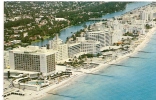 Carte Postale, Floride, Miami Beach, San Souci, Saxony, Robert Richter And Versailles Hotels, Vue Aérienne, Aerial View - Miami Beach