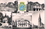 CAUDRY (Nord) - Multivues : Piscine, Hôtel De Ville, Eglise ... Avec Blason écusson CPSM 1c Petit Format écrite En 1962 - Caudry