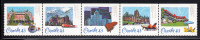 Canada MNH Scott #1471ai Top Strip Of 5 From Pane Never Folded 43c Historic CPR Hotels - Ungebraucht