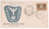 1965 Exhibition Cover,  United Nations Day, U.N. India, Peace Bird Dove, Hands - Cartas & Documentos