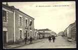 CPA  ANCIENNE- FRANCE- BOUAYÉ (44)- LA MAIRIE AVEC DRAPEAU ET LA GRANDE RUE ANIMÉE- ATTELAGE - Bouaye