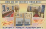 Bangor ME Maine, Brass Rail Restaurant, Multi-view Interior Exterior C1930s/40s Vintage Linen Postcard - Other & Unclassified