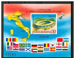 1990 Romania "Italia 90" World Cup Block Imperforate MNH** 98- - 1990 – Italie