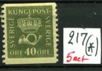 40  öre   Yv.217*       Sans Gomme  Without Glue - Unused Stamps