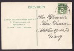 Denmark DANSK MANUFAKTUR IMPORT Brevkort BRAMMINGE - TØNDER Railway Cds. 1927 To VIBORG (2 Scans) - Cartas & Documentos