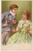 Silver Engagement Ring, German Romance Unsigned Munich Artist, C1890s/1900s Vintage Postcard - Marriages
