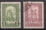 Eastern Austria - Bosnia And Herzegovina 1916 Help For Disabled, Mi 97-98, Used - Levant Autrichien